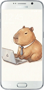 2D пластиковый чехол Funny Capybara CEO Working для Samsung Galaxy S6 G920 - 6777t-80 изображение 