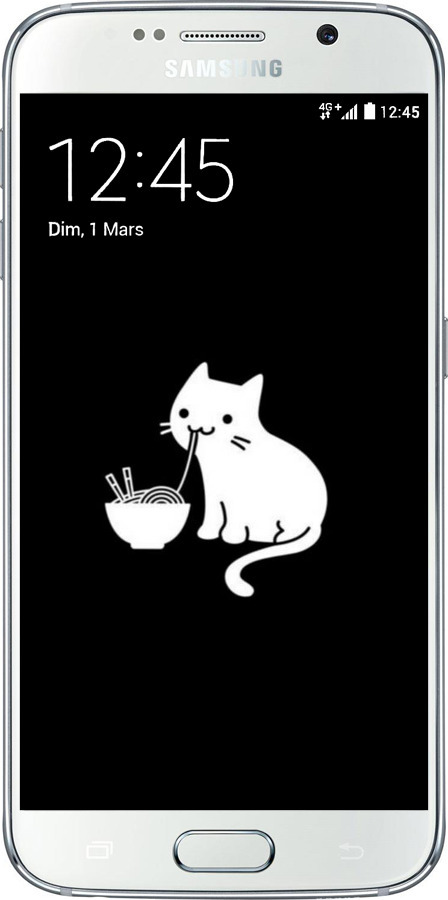 2D пластиковый чехол С милым котом на черном фоне для Samsung Galaxy S6 G920 - 6528t-80 изображение 