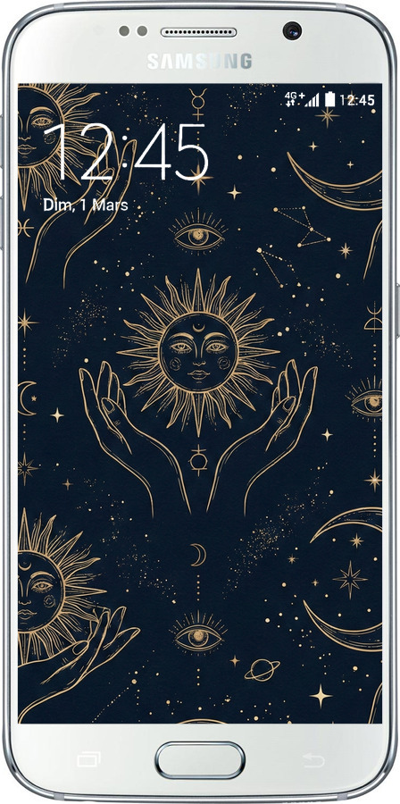 2D пластиковый чехол Celestial Harmony: Sun & Moon Gold Mystic Pattern для Samsung Galaxy S6 G920 - 6778t-80 изображение 