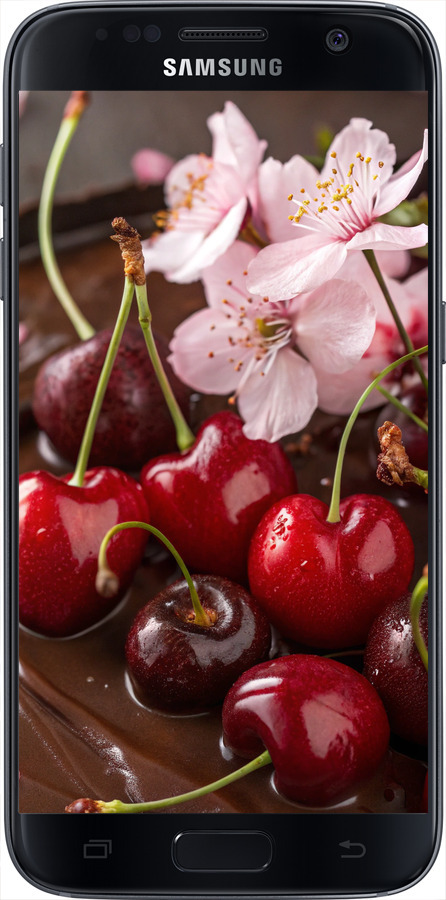 TPU чехол Вишня в шоколаде для Samsung Galaxy S7 G930F - 6698b-106 изображение 