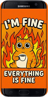 3D пластиковий матовий чехол Funny Cat для Samsung Galaxy S7 G930F - 6786m-106 изображение 