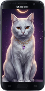 Силиконовый чехол Mystic White Cat Gothic Dark Purple Gold для Samsung Galaxy S7 G930F - 6805u-106 изображение 
