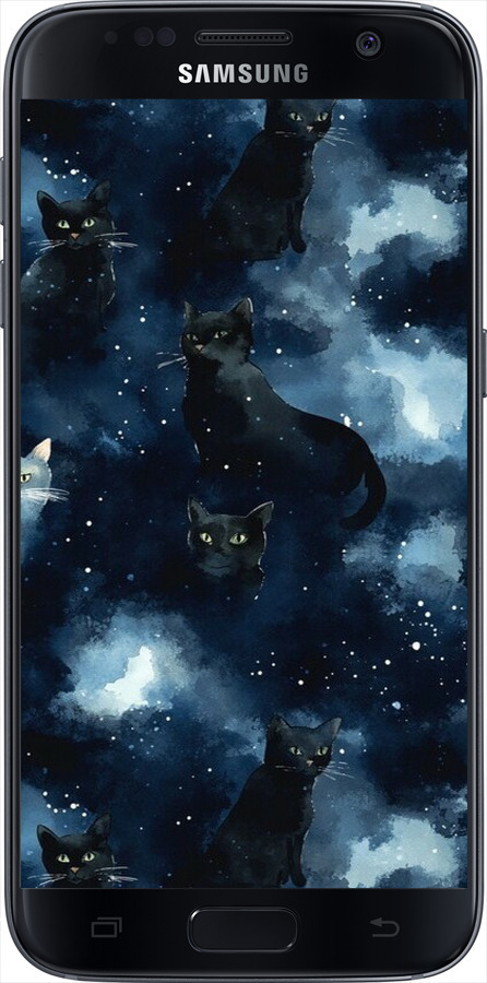Силіконовий чехол Зображення котиків з темною аквареллю для Samsung Galaxy S7 G930F - 6521u-106 изображение 
