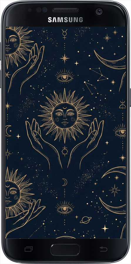 2D пластиковий чехол Celestial Harmony: Sun & Moon Gold Mystic Pattern для Samsung Galaxy S7 G930F - 6778t-106 изображение 