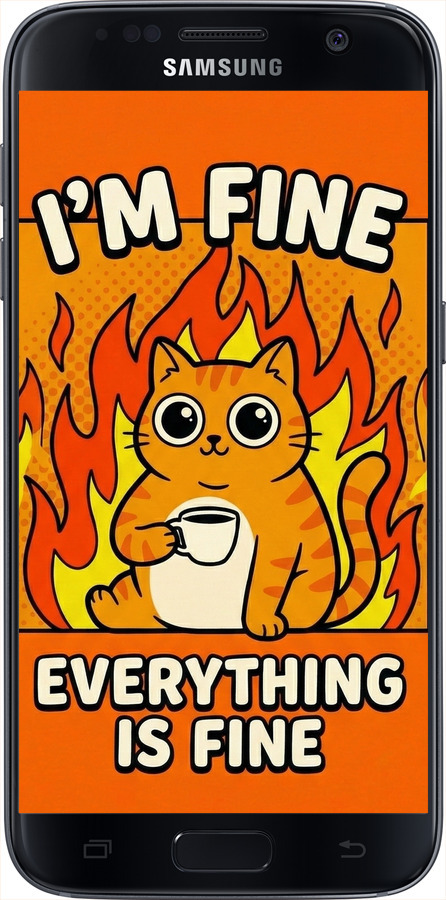 Силиконовый чехол Funny Cat для Samsung Galaxy S7 G930F - 6786u-106 изображение 