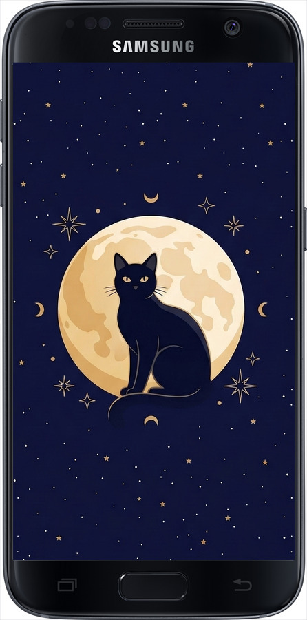 Силиконовый чехол Cute Cat Celestial/Witchy для Samsung Galaxy S7 G930F - 6787u-106 изображение 