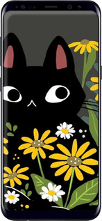 TPU чехол Черный кот с цветами для Samsung Galaxy S8 Plus - 6448b-817 изображение 
