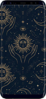 3D пластиковый матовый чехол Celestial Harmony: Sun & Moon Gold Mystic Pattern для Samsung Galaxy S8 Plus - 6778m-817 изображение 