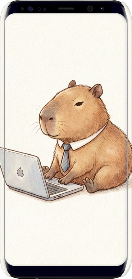 3D пластиковый глянцевый чехол Funny Capybara CEO Working для Samsung Galaxy S8 Plus - 6777c-817 изображение 