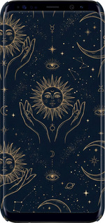 3D пластиковый матовый чехол Celestial Harmony: Sun & Moon Gold Mystic Pattern для Samsung Galaxy S8 - 6778m-829 изображение 