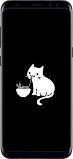Силиконовый чехол С милым котом на черном фоне для Samsung Galaxy S8 - 6528u-829 изображение 