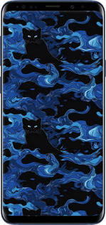 TPU чехол Візерунок чорних котів на блакитному фоні для Samsung Galaxy S9 Plus - 6525b-1365 изображение 