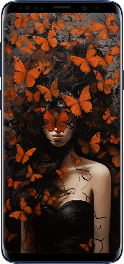 TPU чехол Девушка с оранжевыми бабочками для Samsung Galaxy S9 Plus - 5941b-1365 изображение 