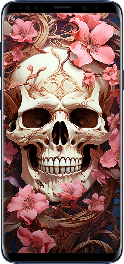 TPU чехол Череп у рожевих квітах для Samsung Galaxy S9 Plus - 5965b-1365 изображение 