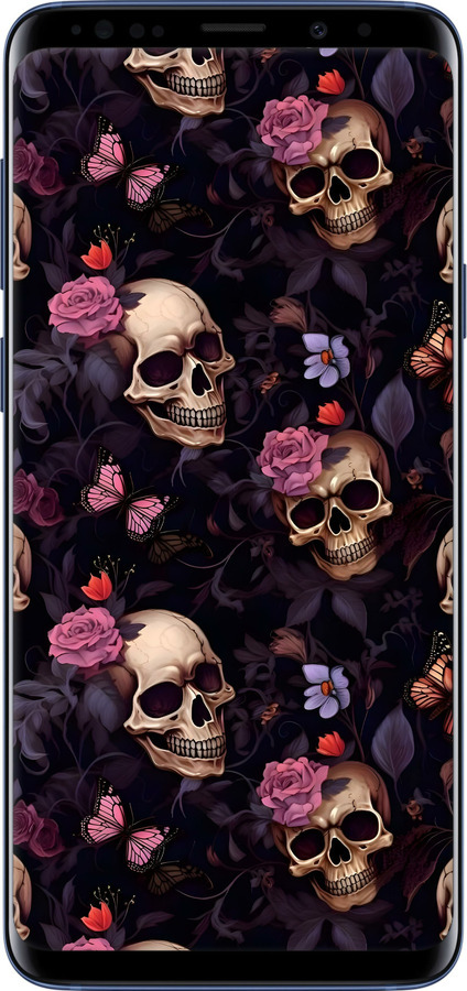 TPU чехол Черепа и розы для Samsung Galaxy S9 Plus - 6316b-1365 изображение 