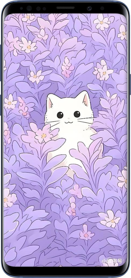 TPU чехол Котик в цветах для Samsung Galaxy S9 Plus - 6390b-1365 изображение 