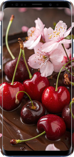 3D пластиковий глянцевий чехол Вишня у шоколаді для Samsung Galaxy S9 Plus - 6698c-1365 изображение 