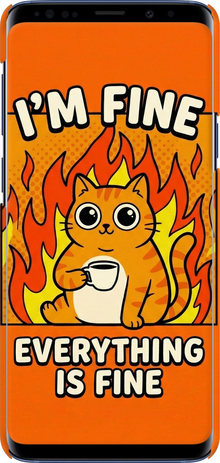 3D пластиковый глянцевый чехол Funny Cat для Samsung Galaxy S9 Plus - 6786c-1365 изображение 