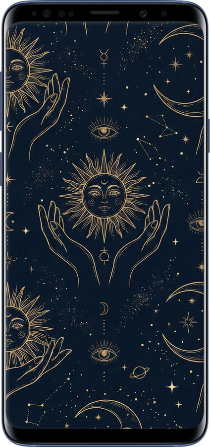 Силиконовый чехол Celestial Harmony: Sun & Moon Gold Mystic Pattern для Samsung Galaxy S9 Plus - 6778u-1365 изображение 