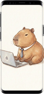 3D пластиковый глянцевый чехол Funny Capybara CEO Working для Samsung Galaxy S9 - 6777c-1355 изображение 