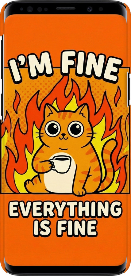 3D пластиковый глянцевый чехол Funny Cat для Samsung Galaxy S9 - 6786c-1355 изображение 