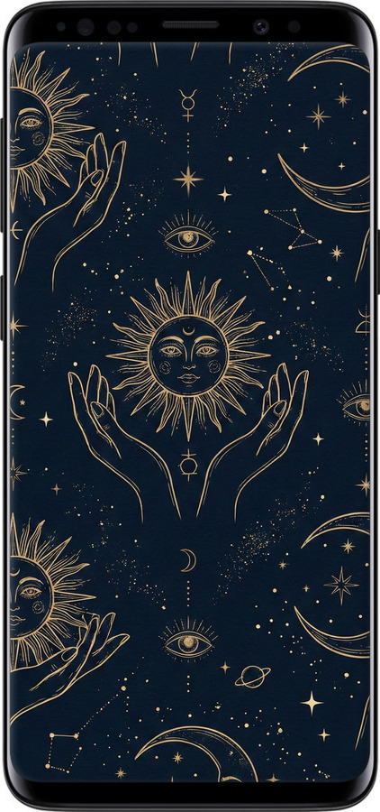 2D пластиковый чехол Celestial Harmony: Sun & Moon Gold Mystic Pattern для Samsung Galaxy S9 - 6778t-1355 изображение 