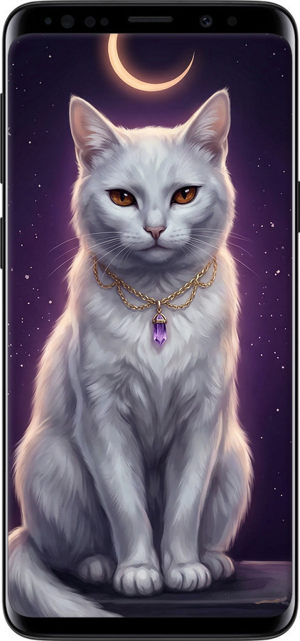 2D пластиковий чехол Mystic White Cat Gothic Dark Purple Gold для Samsung Galaxy S9 - 6805t-1355 изображение 