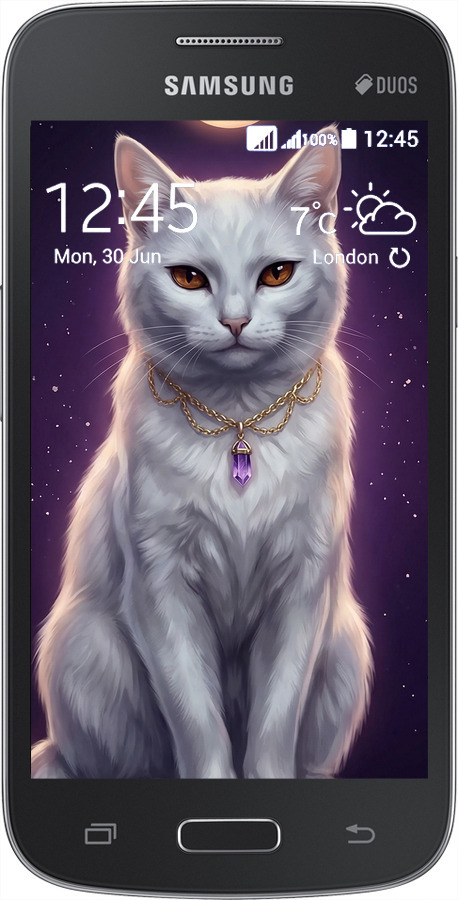 Силиконовый чехол Mystic White Cat Gothic Dark Purple Gold для Samsung Galaxy Core Plus G3500 - 6805u-359 изображение 