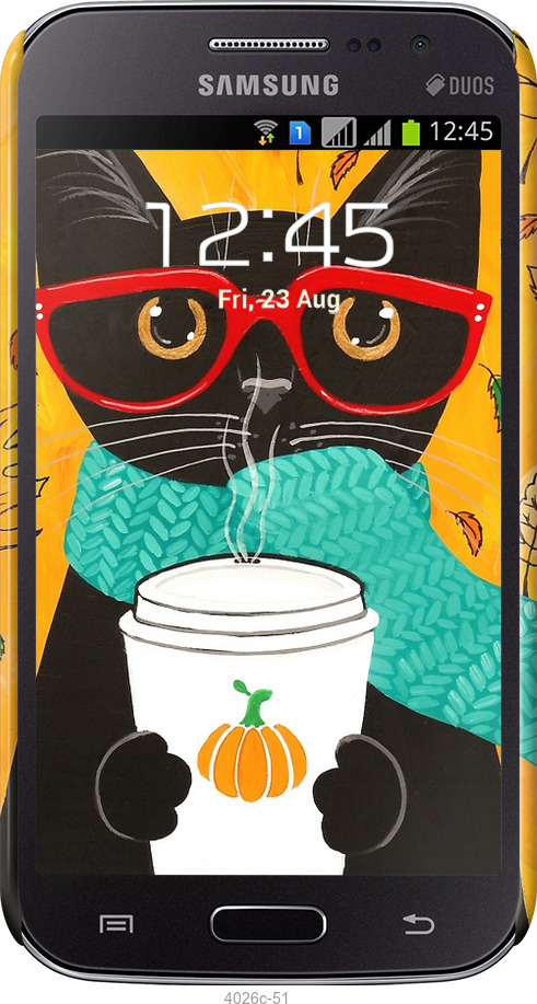 3D пластиковий матовий чехол Осінній кіт для Samsung Galaxy Win i8552 - 4026m-51 изображение 