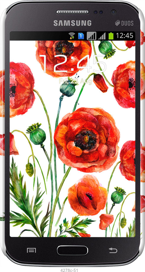 3D пластиковый глянцевый чехол Нарисованные маки для Samsung Galaxy Win i8552 - 4278c-51 изображение 