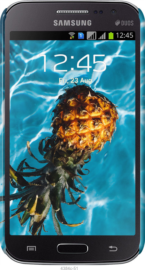 3D пластиковий глянцевий чехол Ананас на воді для Samsung Galaxy Win i8552 - 4384c-51 изображение 