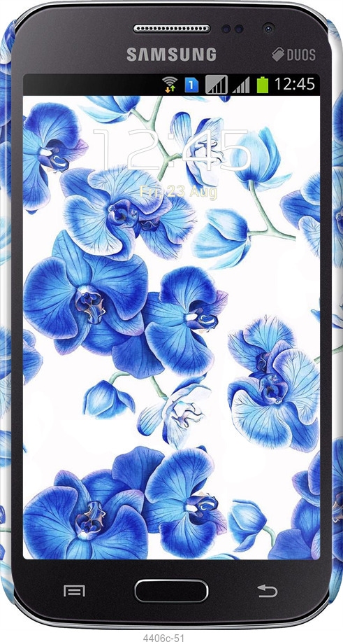 3D пластиковый глянцевый чехол Голубые орхидеи для Samsung Galaxy Win i8552 - 4406c-51 изображение 