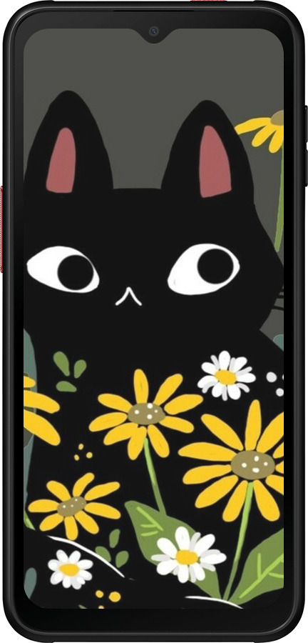 Силиконовый чехол Черный кот с цветами для Samsung Galaxy Xcover 6 Pro - 6448u-2918 изображение 