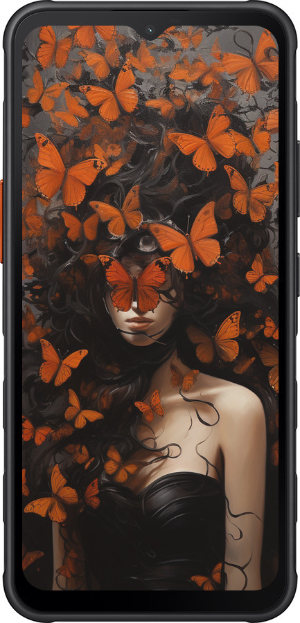 Силіконовий чехол Дівчина з помаранчевими метеликами для Samsung Galaxy Xcover7 - 5941u-3695 изображение 