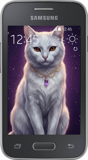 Силиконовый чехол Mystic White Cat Gothic Dark Purple Gold для Samsung Galaxy Young 2 G130h - 6805u-206 изображение 