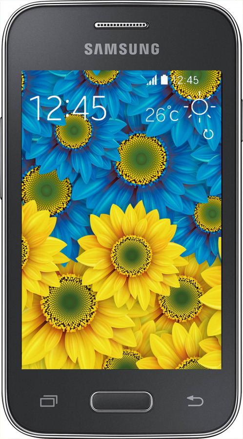 Силиконовый чехол Жёлто-голубые цветы для Samsung Galaxy Young 2 G130h - 1048u-206 изображение 