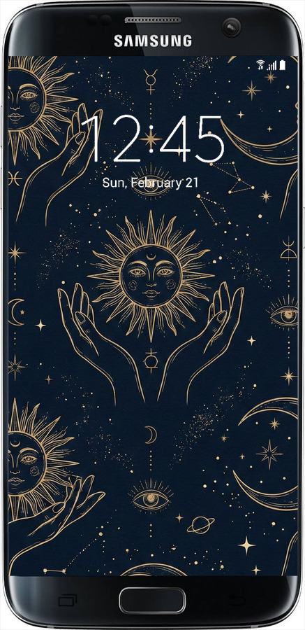 TPU чехол Celestial Harmony: Sun & Moon Gold Mystic Pattern для Samsung Galaxy S7 Edge G935F - 6778b-257 изображение 