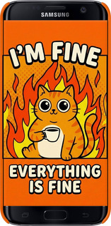 3D пластиковый матовый чехол Funny Cat для Samsung Galaxy S7 Edge G935F - 6786m-257 изображение 