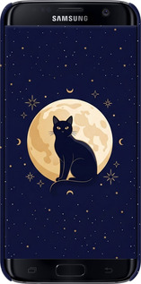 3D пластиковый матовый чехол Cute Cat Celestial/Witchy для Samsung Galaxy S7 Edge G935F - 6787m-257 изображение 