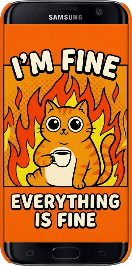 3D пластиковый матовый чехол Funny Cat для Samsung Galaxy S7 Edge G935F - 6786m-257 изображение 