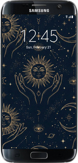 2D пластиковый чехол Celestial Harmony: Sun & Moon Gold Mystic Pattern для Samsung Galaxy S7 Edge G935F - 6778t-257 изображение 