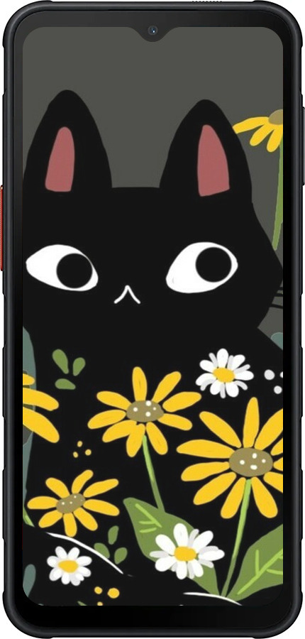 Силиконовый чехол Черный кот с цветами для Samsung Xcover7 Pro - 6448u-4092 изображение 