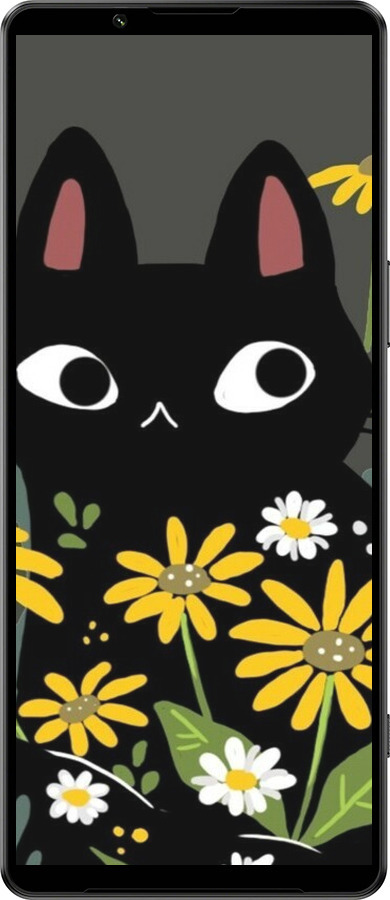 Силиконовый чехол Черный кот с цветами для Sony Xperia 1 IV - 6448u-2787 изображение 