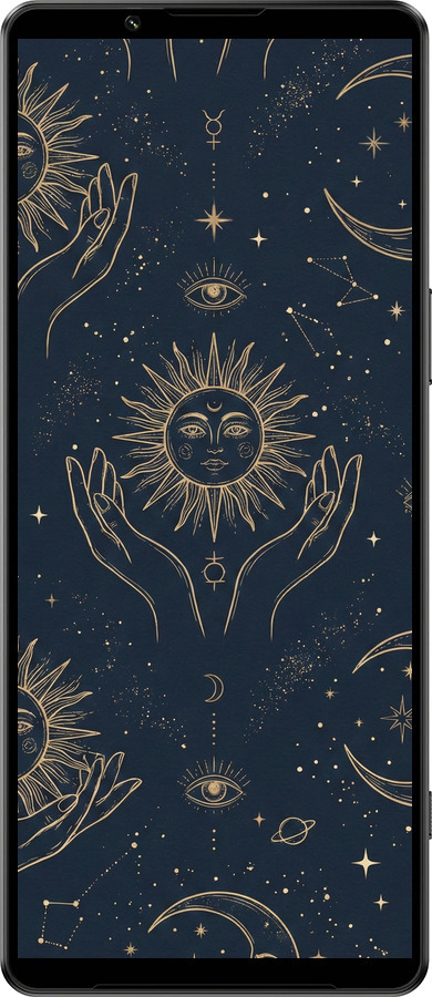 Силиконовый чехол Celestial Harmony: Sun & Moon Gold Mystic Pattern для Sony Xperia 1 IV - 6778u-2787 изображение 