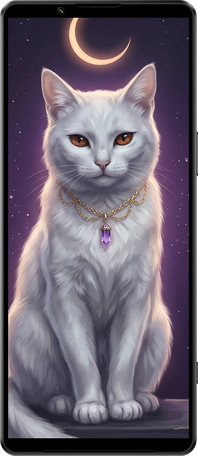 Силиконовый чехол Mystic White Cat Gothic Dark Purple Gold для Sony Xperia 1 IV - 6805u-2787 изображение 