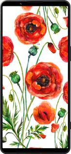 Силиконовый чехол Нарисованные маки для Sony Xperia 1 VI - 4278u-3975 изображение 