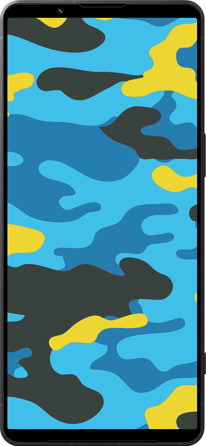 Силиконовый чехол Желто-голубой камуфляж для Sony Xperia 1 VI - 1084u-3975 изображение 