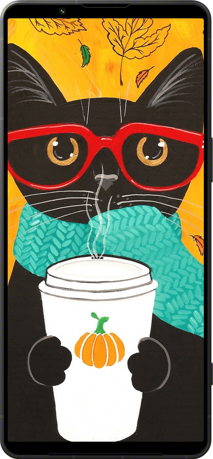 Силіконовий чехол Осінній кіт для Sony Xperia 1 VI - 4026u-3975 изображение 