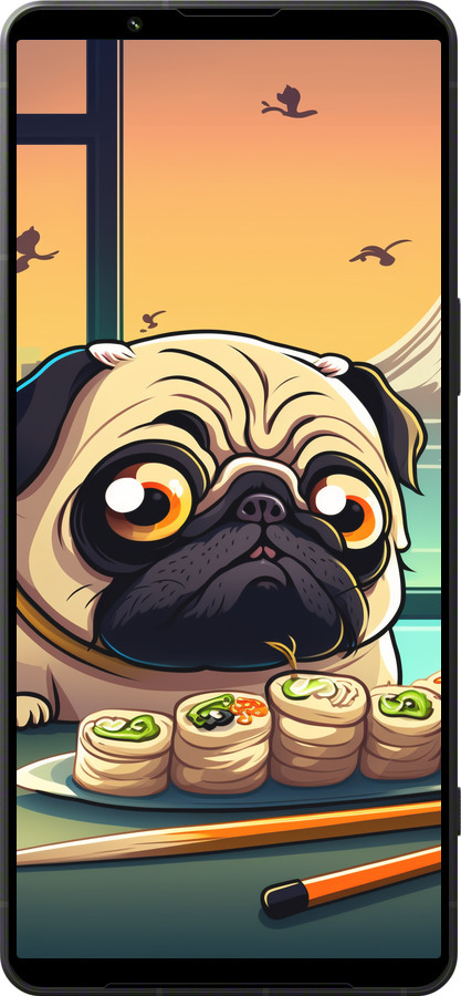 Силиконовый чехол Мопс и суши для Sony Xperia 1 VI - 5588u-3975 изображение 