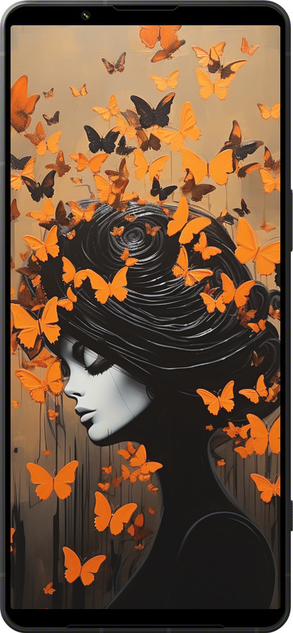 Силиконовый чехол Чехол для телефона Девушка с оранжевыми бабочками для Sony Xperia 1 VI - 5940u-3975 изображение 